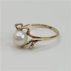 14K YELLOW GOLD SYNTHETIC PEARL RING S1.8G SIZE 7